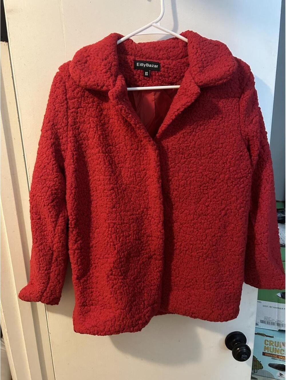 Brand new Ellie Bazar Red faux fur jacket in XS